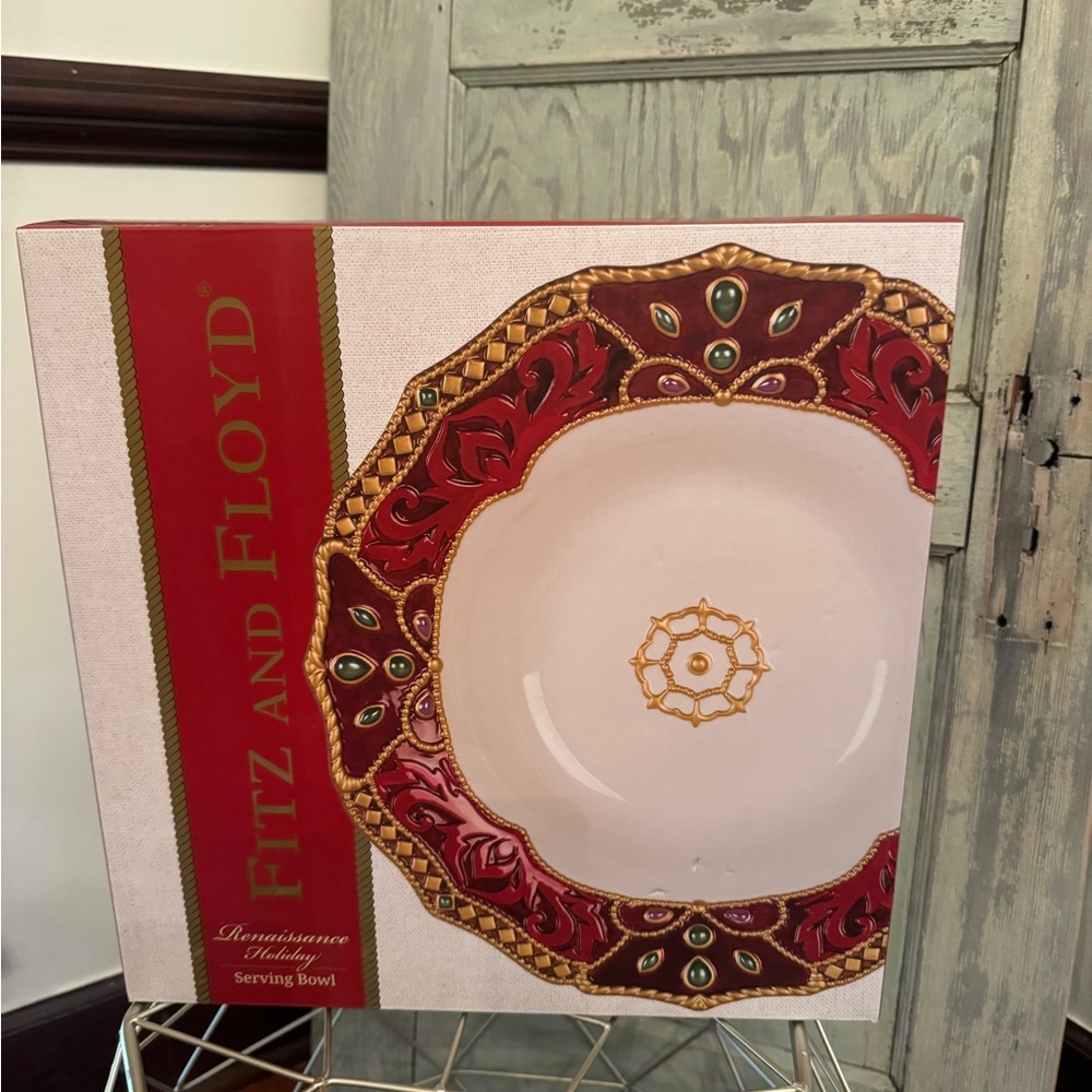Fitz and Floyd renaissance holiday serving bowl NIB